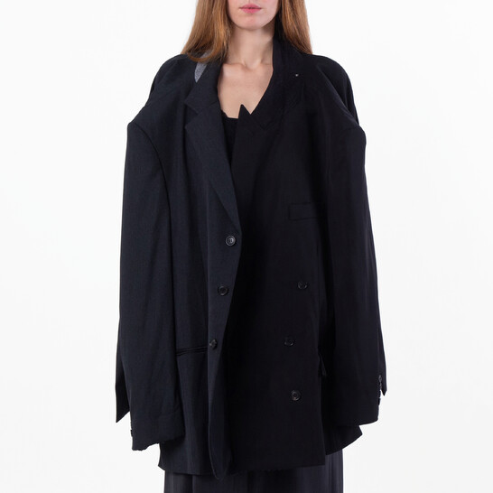 Balenciaga Distressed Double Sleeve Tailored Jacket, Size 2 - 546x546