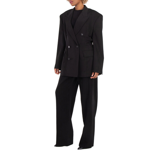 Balenciaga Double-Breasted Cinched Wool Blazer, Brand Size