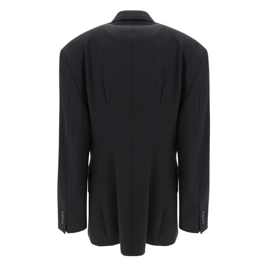 Balenciaga Double-Breasted Cinched Wool Blazer, Brand Size