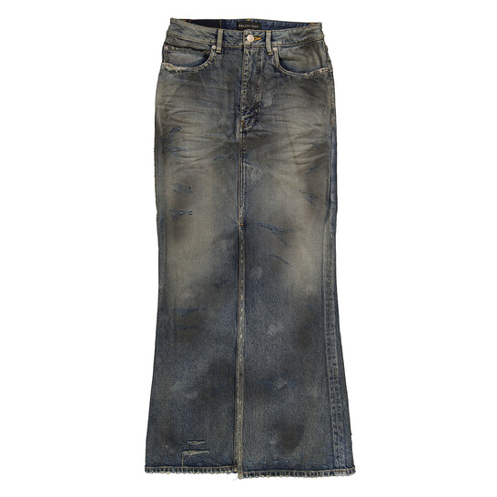 Balenciaga Faded Maxi Denim Skirt In Dirty Pale Blue, Brand Balenciaga Faded Maxi Denim Skirt In Dirty Pale Blue, Brand