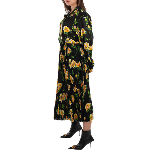 Balenciaga Floral Pleated Midi Skirt, Brand Size 36 (US Size