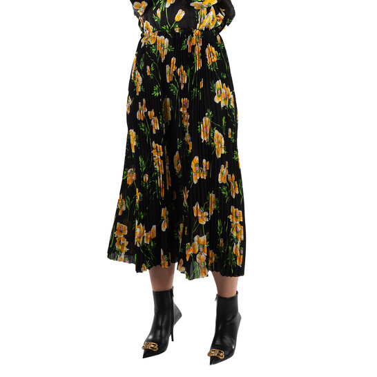 【関税＆送料込み】Balenciaga Long Pleated Floral Skirt Balenciaga floral-print Pleated Midi Skirt | Green | FARFETCH