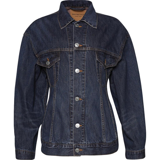 Balenciaga Hourglass Cotton Denim Jacket In Dark Indigo Balenciaga Hourglass Cotton Denim Jacket In Dark Indigo