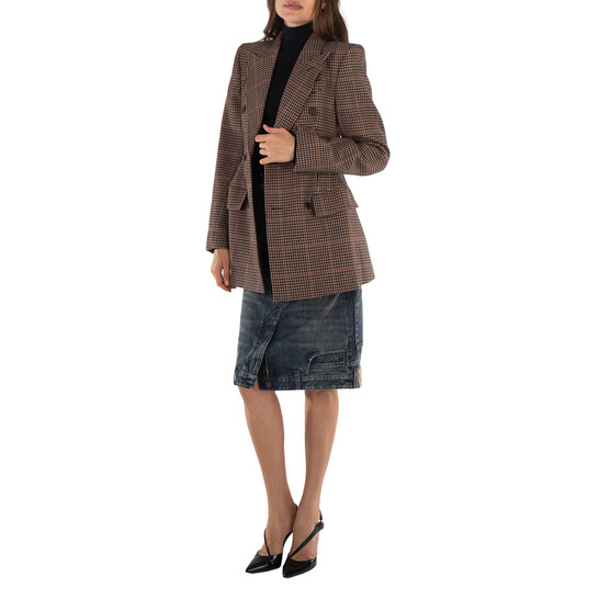 Balenciaga Hourglass Houndstooth Double-Breasted Blazer