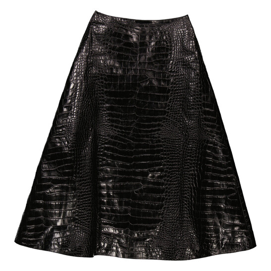 Balenciaga Ladies Black Crocodile-Effect A-Line Skirt, Brand Balenciaga Ladies Black Crocodile-Effect A-Line Skirt, Brand