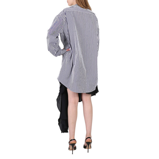 Balenciaga Ladies Black Twisted Layered Shirt-effect Asymmetric 