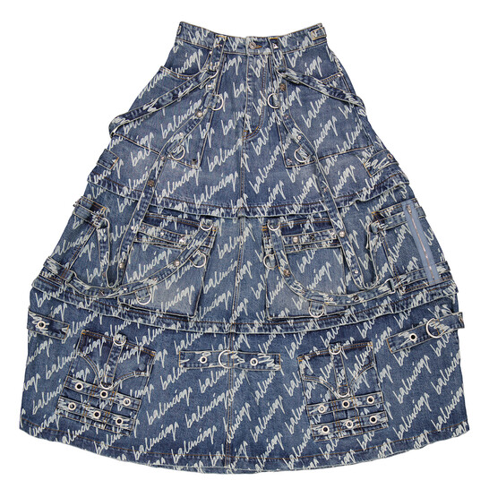 ミニスカート Balenciaga All Over Logo Miniskirt Balenciaga All over Logo Printed Denim Mini Skirt women