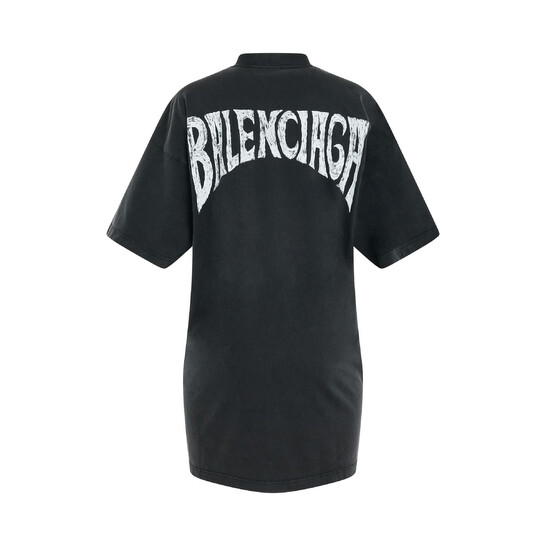 Balenciaga Ladies Logo-Print Cotton T-Shirt Dress, Brand Size 3