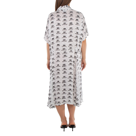 Balenciaga Logo Monogram Asymmetric Shirt Dress, Brand Size