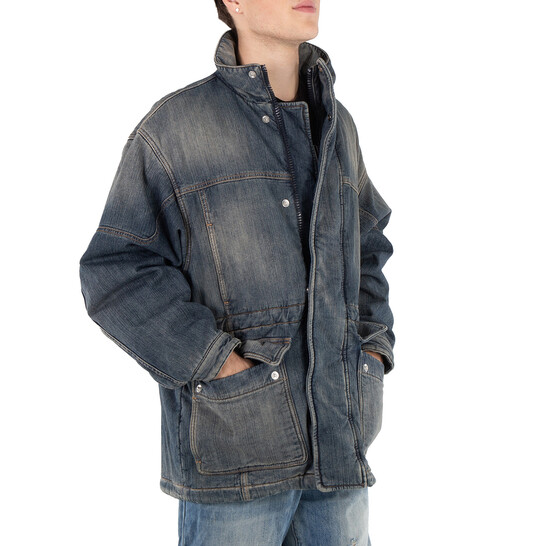 Balenciaga Men's Blue Light Ring Distressed Jacket, Brand