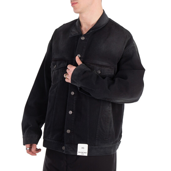 Balenciaga Men's Size Sticker Denim Jacket, Brand Size 1 (Small