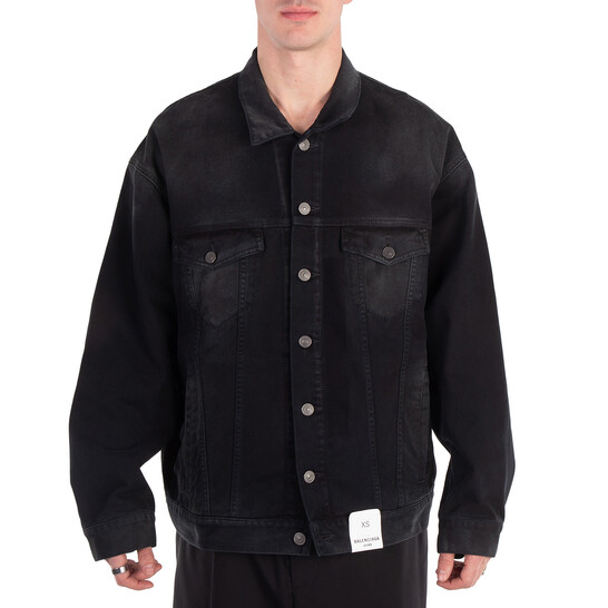 Balenciaga Men's Size Sticker Denim Jacket, Brand Size 1