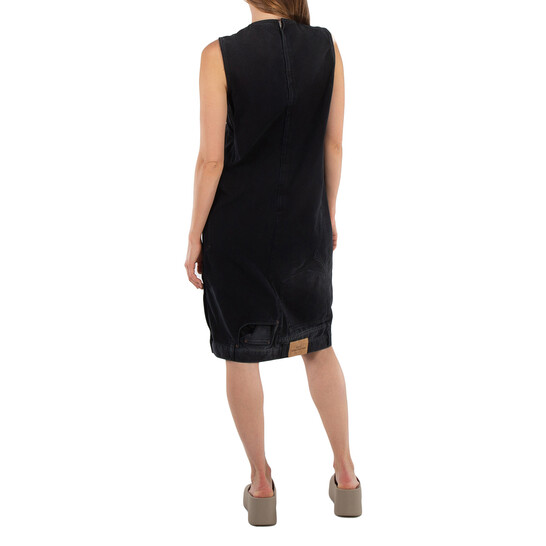 Balenciaga Sunbleached Black Upside Down Denim Midi Dress