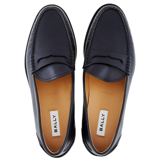 Bally メリス レスアッフ スニカ 60194225261 F007 Bally Black Leather Penny Loafers, Brand Size 8 ( US Size 9