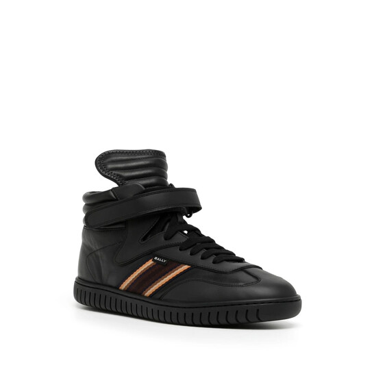 Bally Black Parrel-Midribbon Calf Plain High-Top Sneakers