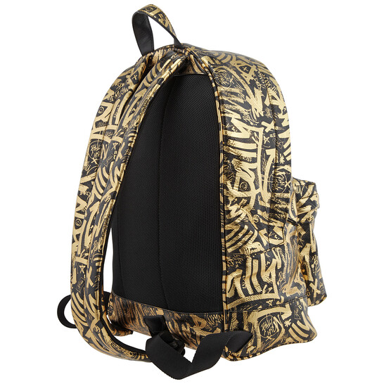 Bally Black/Gold Hingis Graffiti Print Leather Backpack