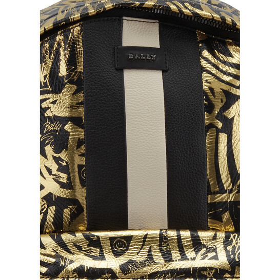 バッグ Bally hinging backpack Bally Black/Gold Hingis Graffiti Print Leather Backpack