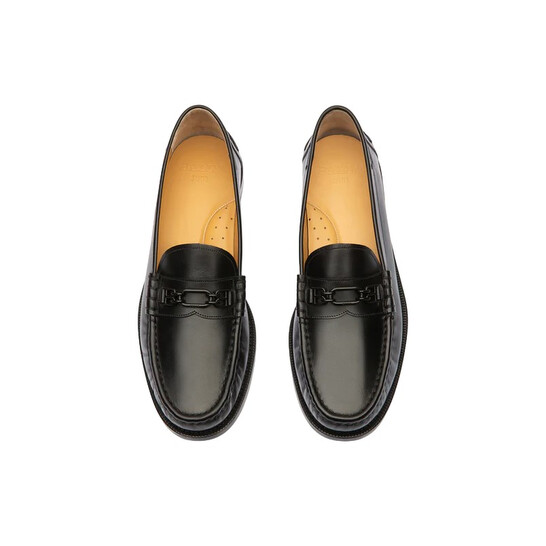 未使用✨BALLY White Striped Black Loafers Sepatu BALLY STRIPE WHITE BLACK LOAFERS 100% ORIGINAL