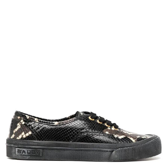 Bally Lyder Snakeskin-Effect Low-Top Sneakers, Brand Size 40