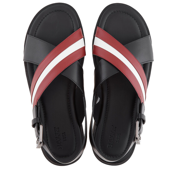 BALLY|SLIPPERS (JAMILO (60266824044-F008) / 6238057) Bally Men's Black Jamilo Crossover-Straps Leather Sandals