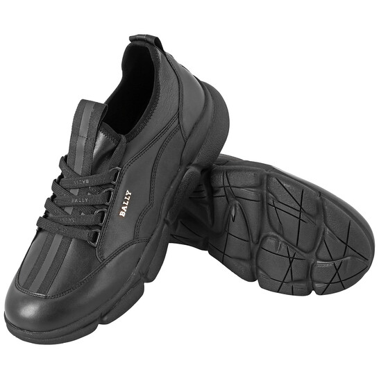 Bally Men's Black Leather Lace-up Trainers, Brand Size 37