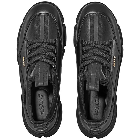 Bally Men's Black Leather Lace-up Trainers, Brand Size 37