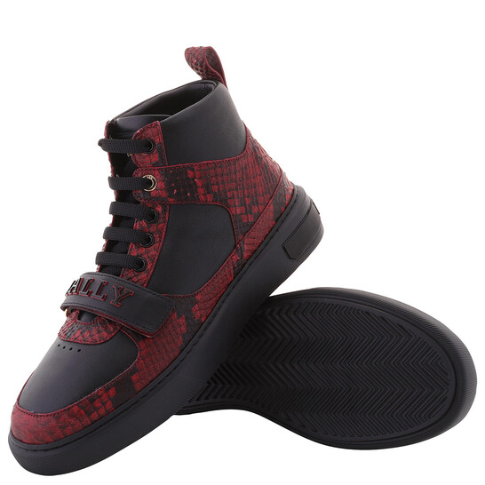 ★Bally(Men)★Merryk-BB Sneaker★Ballyred/Black Bally Merryk-BB Snakeskin Embossed High-Top Sneakers, Brand
