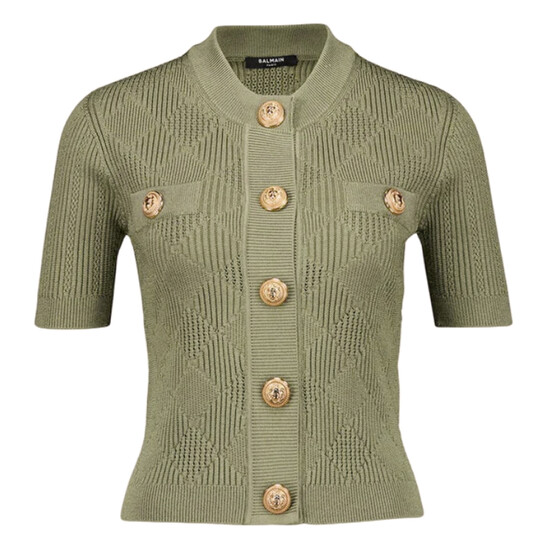 Balmain Button-Detailed Knit Cardigan, Brand Size 34 (US Size 2