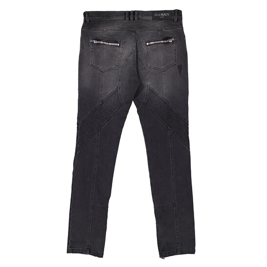Balmain Faded Denim Biker Jeans, Waist Size 31