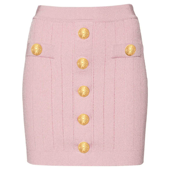 Balmain High-Waist Knitted Miniskirt, Brand Size 38 (US Size 6