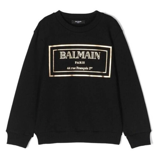 Balmain Kids Box Logo Cotton Sweatshirt, Size 6Y