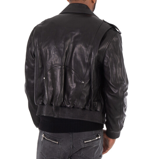 1*4様 90s vintage BALMAIN leather bomber Balmain Leather Bomber Jacket, Brand Size 48 (US Size 38