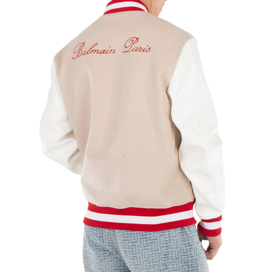Balmain Logo Embroidered Varsity Jacket, Brand Size 46 (US