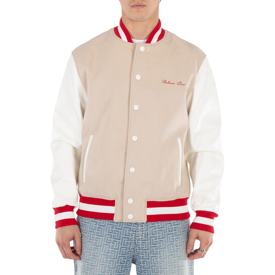 Balmain Logo Embroidered Varsity Jacket, Brand Size 46 (US