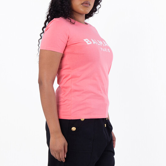 Balmain Logo Printed Crewneck T-Shirt, Size X-Small XF1EF005BB02