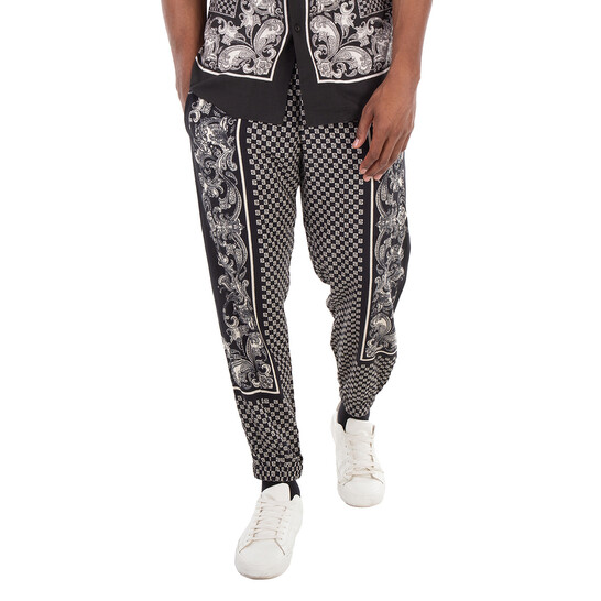 Balmain Mini Monogram Paisley Print Trousers, Brand Size 50 (US