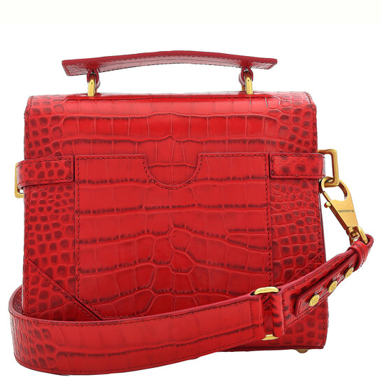 Balmain Red Crocodile-Print Leather B-Buzz 23 Bag BN1DB526LVCW3KB