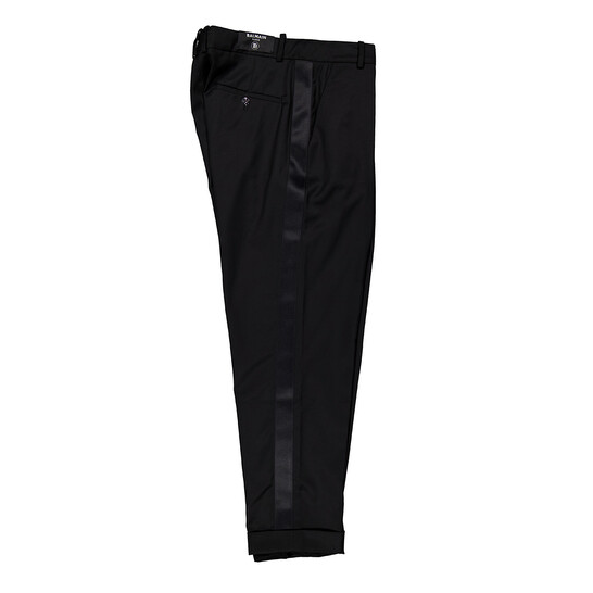 Balmain Tailored Trousers with Satin Side Stripes, Brand Size 48