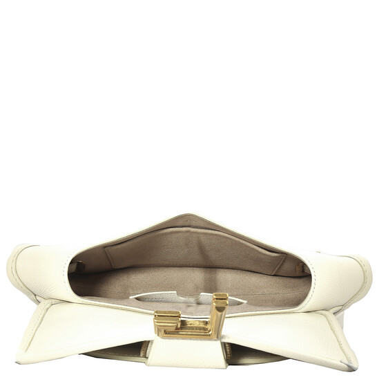 Balmain White Grained Leather Blaze Clutch Bag