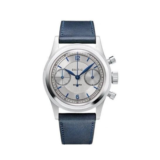 Baltic Bicompax 003 Chronograph Hand Wind Silver Dial Men's Watch  BICOMPAX003SILVERBLUE
