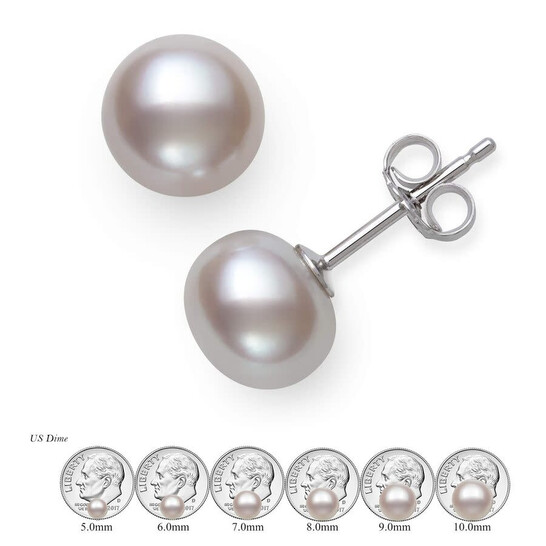 8-9mm AA Quality Freshwater Cultured Pearl Earring Pair in Amy Pink