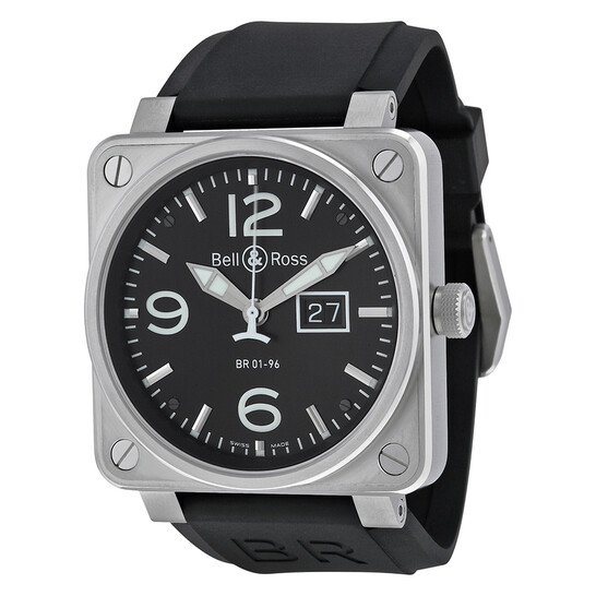 Bell and Ross Grande Date Black Dial Black Rubber Men's Watch BR0196-BL-ST - 546x546