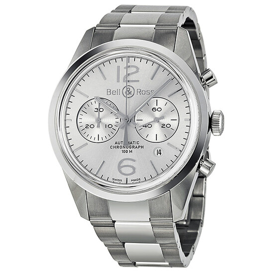 Bell And Ross Officer Automatic Chronograph Silver Dial Men's
