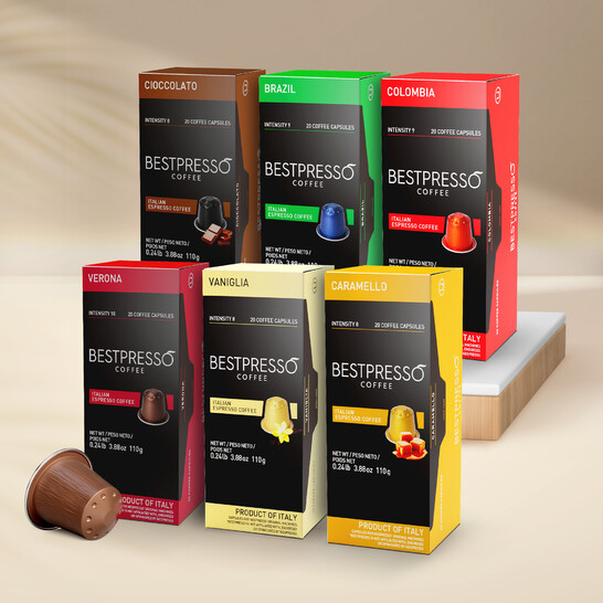 Bestpresso Coffee for Nespresso OriginalLine Machine 120 pods Certified Genuine Espresso Variety Pack mix Flavored and Dark roast, Pods Compatible wit - 546x546 Image #2