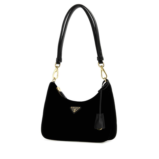 Prada Black Velvet Mini Prada Re-Edition Shoulder Bag