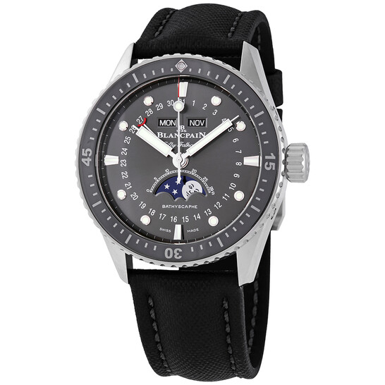 Blancpain Fifty Fathoms Bathyscaphe Quantieme Automatic Grey Dial Men's Watch 5054-1110-B52A - 546x546