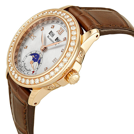 Blancpain Leman Moonphase Mother of Pearl Dial 18kt Rose Gold Brown Leather Diamond Ladies Watch 2360-2991A-55 - 546x546 Image #2