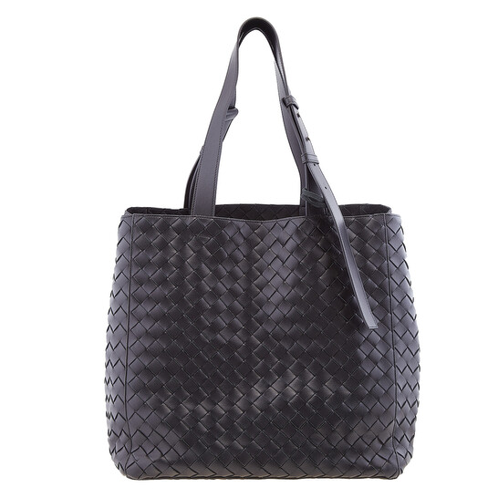 Bottega Veneta Black Intrecciato Leather Cube Tote Bag