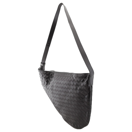 関税・送料込 Bottega Veneta Virgule black crossbody バッグ Bottega Veneta Black Intrecciato Leather Virgule Crossbody