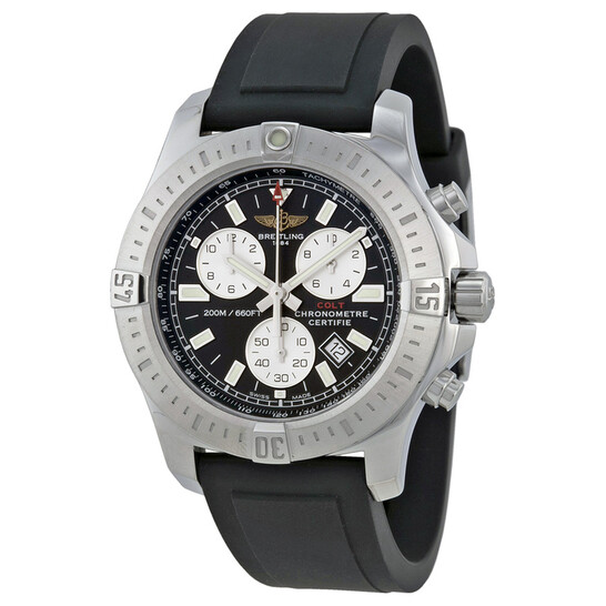 Breitling Colt Chronograph Black Dial Black Rubber Men's Watch A7338811-BD43 - 546x546